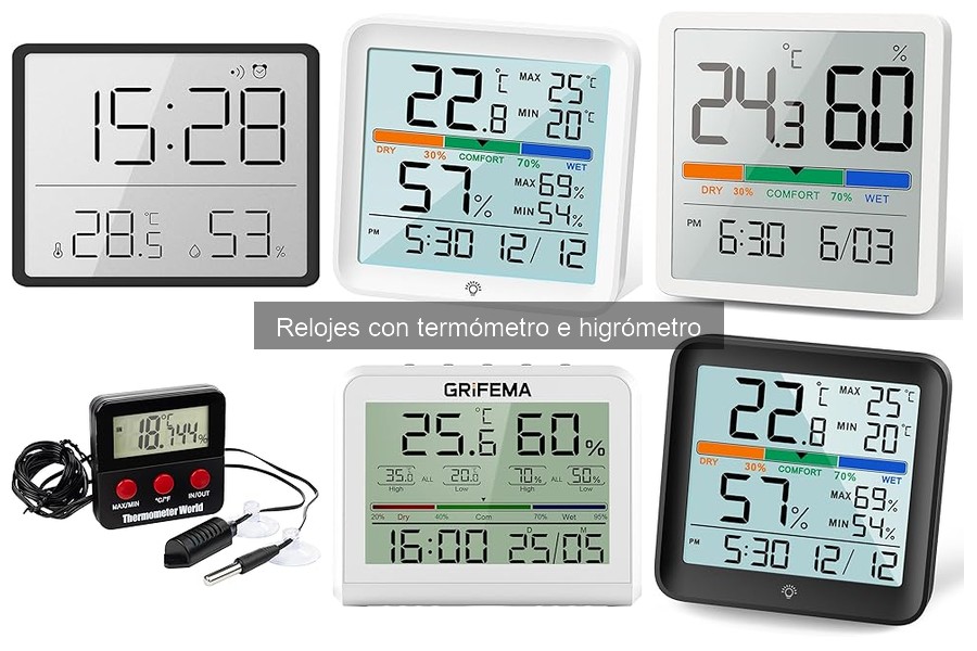 Comparativa de relojes con termómetro e higrómetro