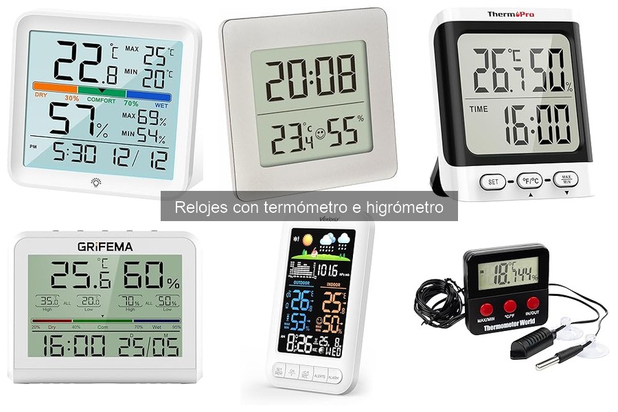 Tipos de relojes con termómetro e higrómetro para el hogar